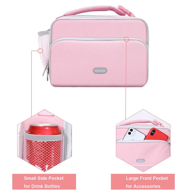 Amersun Lunch Box for Women, Sturdy Insulated Lunch Bag with Padded Liner, Sand Pink, 2 Pockets - Image 3